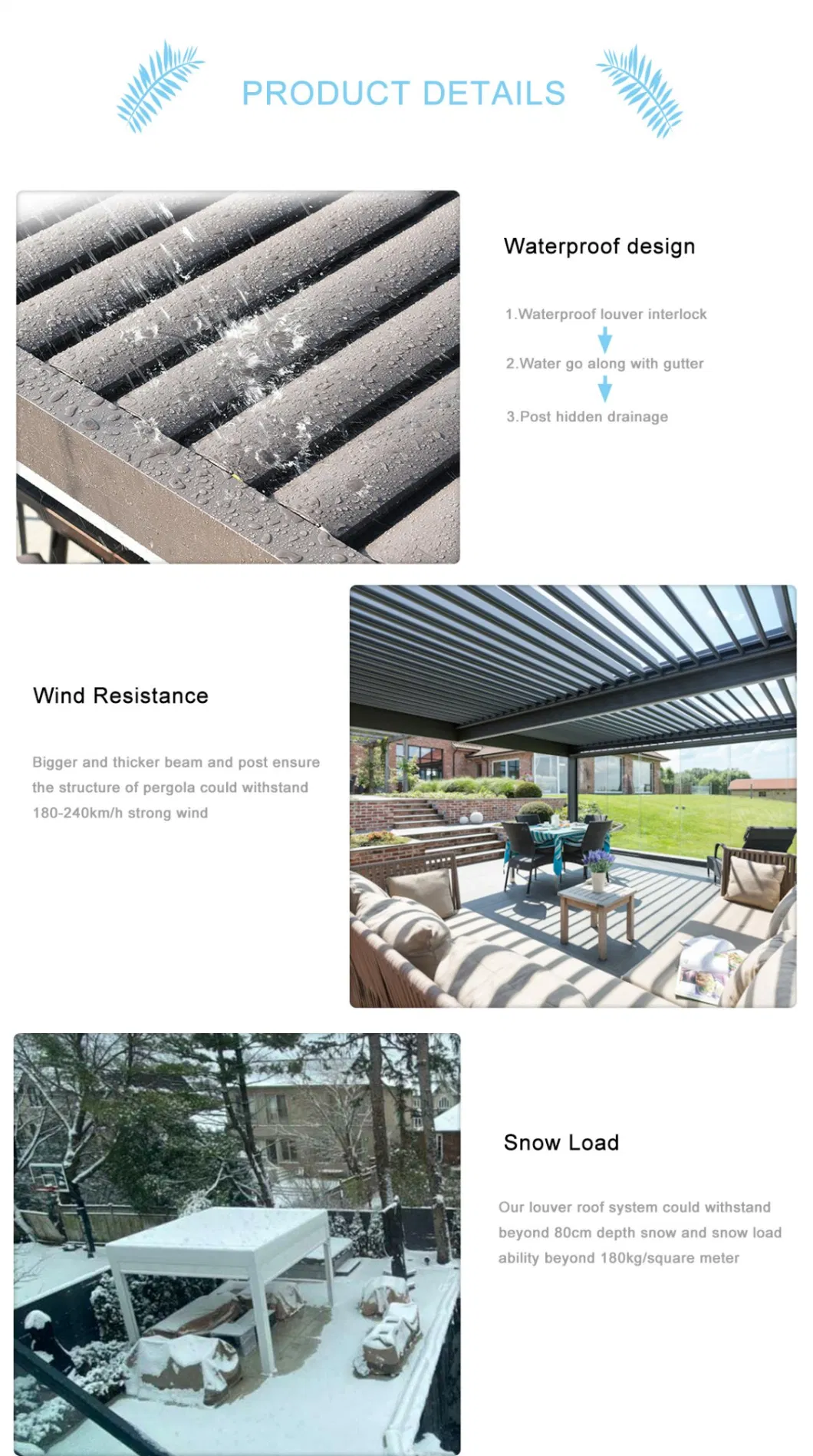 Outdoor Pergola Garden Furniture Waterproof SPA BBQ Aluminium Awning Cover Electric Open Patio Roof Louvred Remote Control Gazebo with Retractable Sun Shade