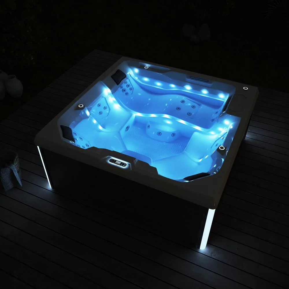 4 Person Hot Tub Acrylic Material Whirlpool Massage SPA Outdoor Bathtub with Foot Step