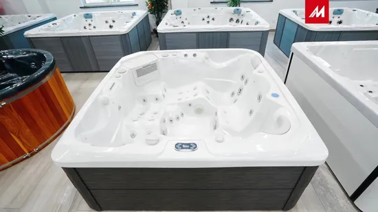 Rectangular Swim SPA with Touchscreen Panel 5 Person Acrylic Hot Tub Outdoor European Hydro Massage Whirlpool SPA