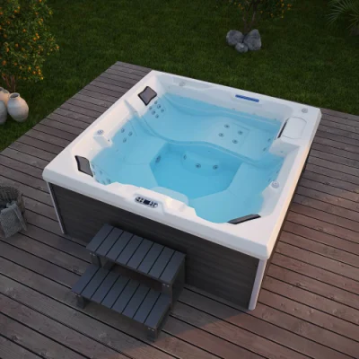 4 Person Hot Tub Acrylic Material Whirlpool Massage SPA Outdoor Bathtub with Foot Step