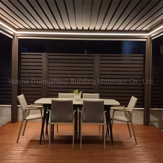 Outdoor Garden Waterproof SPA Aluminium Awning Electric Open Patio Roof Louvred Pergola Remote Control Gazebo with Retractable Sun Shade